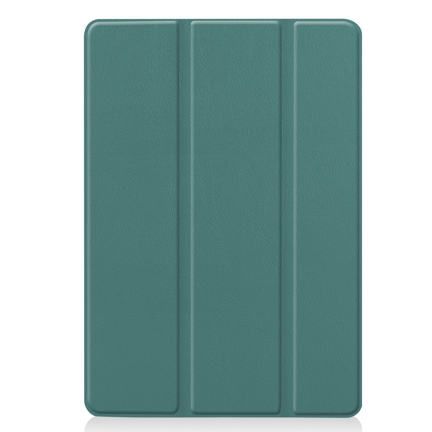 Étui de tablette de couleur sarcelle avec trois panneaux verticaux et une texture lisse.
