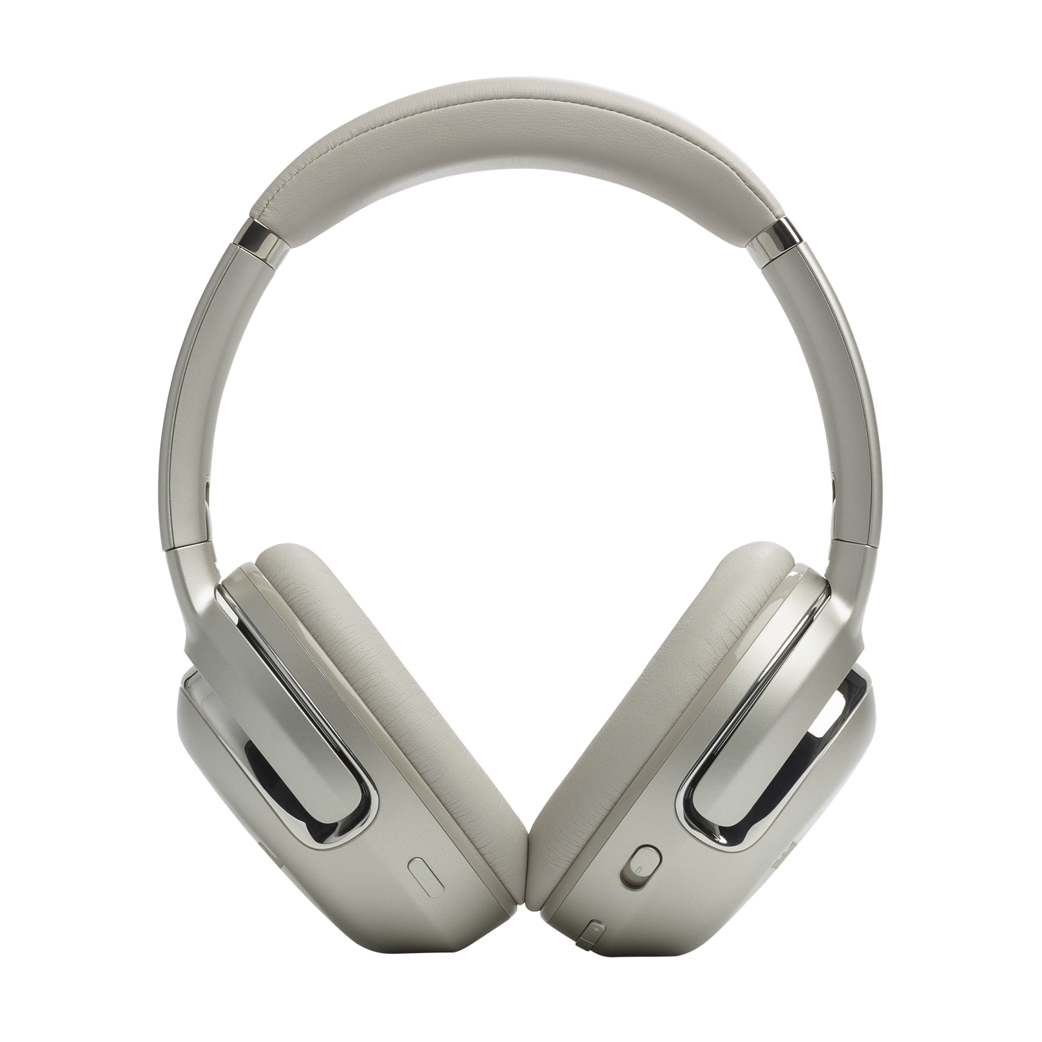 Light gray headphones with metallic accents. The earcups and headband are large and cushioned.