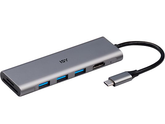 ISY IAD 1027-1 USB-C/3x USB-A/HDMI - Adattatore Multiport (Argento)