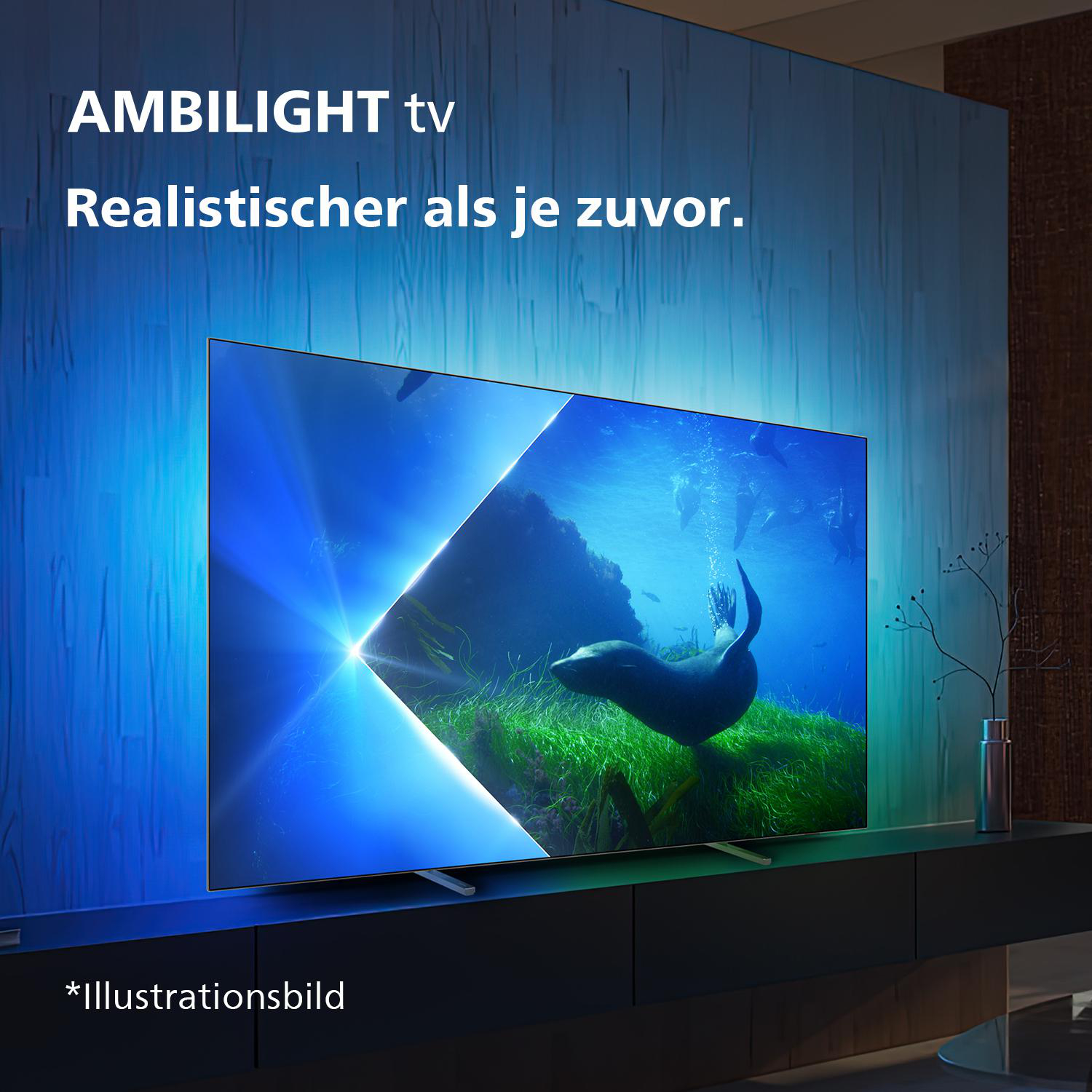 PHILIPS 77OLED808/12 4K OLED Ambilight TV, 77 194 cm, TV GoogleTV UHD / 12) Zoll 4K, SMART (Flat, Ambilight