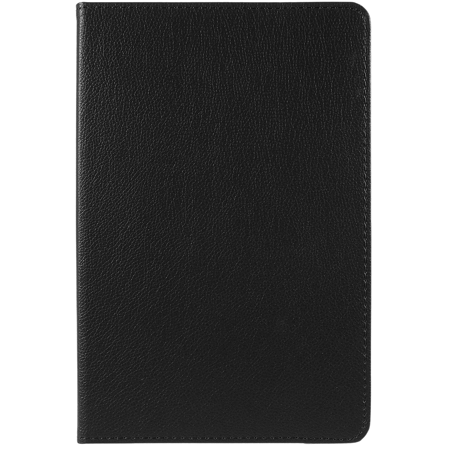 Un cahier ou journal fermé, noir, semblable à du cuir, sur fond noir.