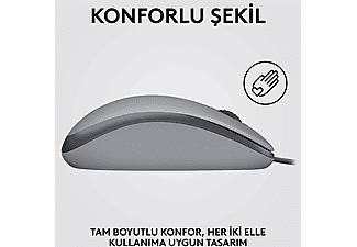 LOGITECH M110 Sessiz Tam Boyutlu Kablolu USB-A Bağlantılı Optik Mouse - Gri_4