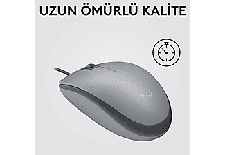 LOGITECH M110 Sessiz Tam Boyutlu Kablolu USB-A Bağlantılı Optik Mouse - Gri_5