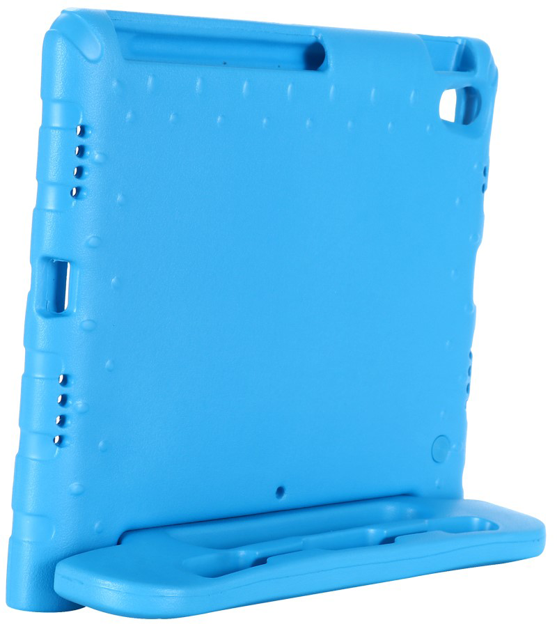 Blue tablet case with a kickstand.