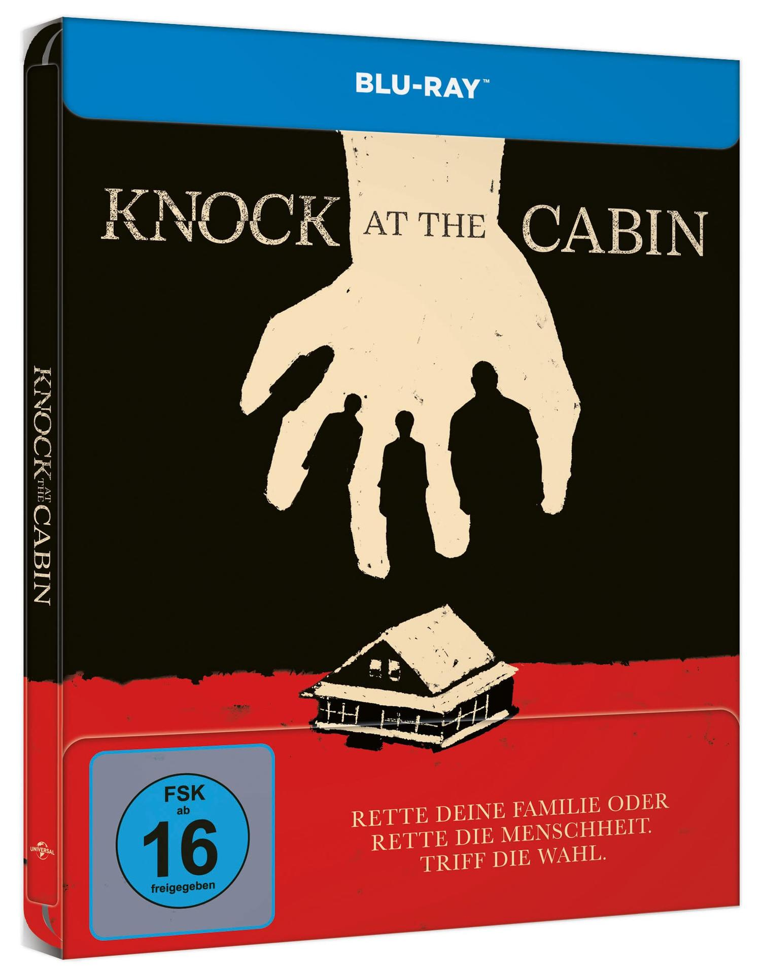 Blu-ray-Filmcover: eine Hand-Silhouette, drei Figuren, ein Haus und roter und schwarzer Hintergrund.