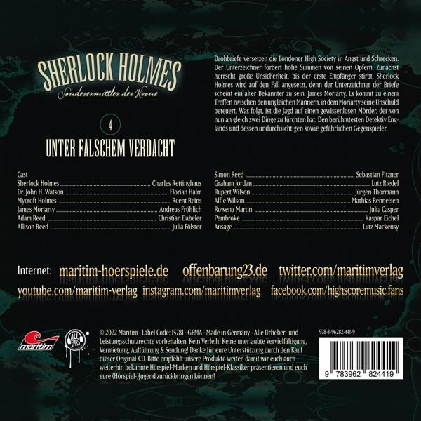 Sherlock Holmes-sonderermittler Der Krone - 04 Verdacht - Unter Holmes Sherlock - Falschem (CD)