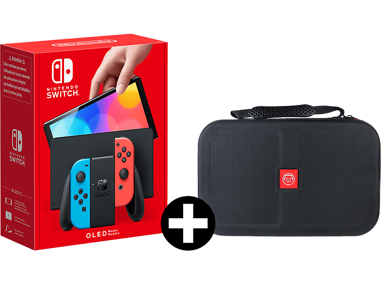 Nintendo Switch Oled Rood/blauw + Qware Carry Bag