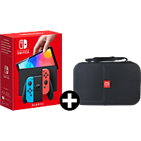 NINTENDO Switch OLED Rood/Blauw + Qware Carry Bag