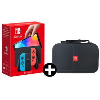 NINTENDO Switch OLED Rood/Blauw + Qware Carry Bag