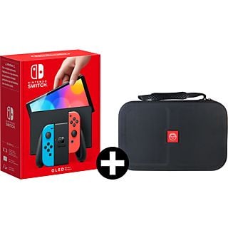 NINTENDO Switch OLED Rood/Blauw + Qware Carry Bag