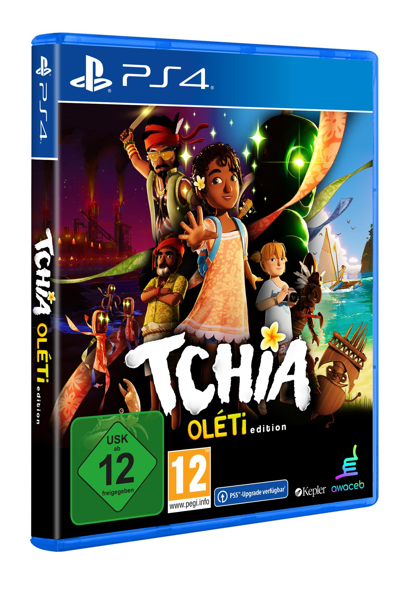 PS4-Spielbox: Tchia Oléti Edition, mit Cover-Art von Charakteren und Spiel-Logo.