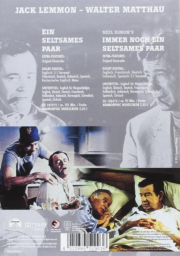 DVD-Rückseite. Enthält Bilder von zwei Männern und den Titel 'The Odd Couple'.