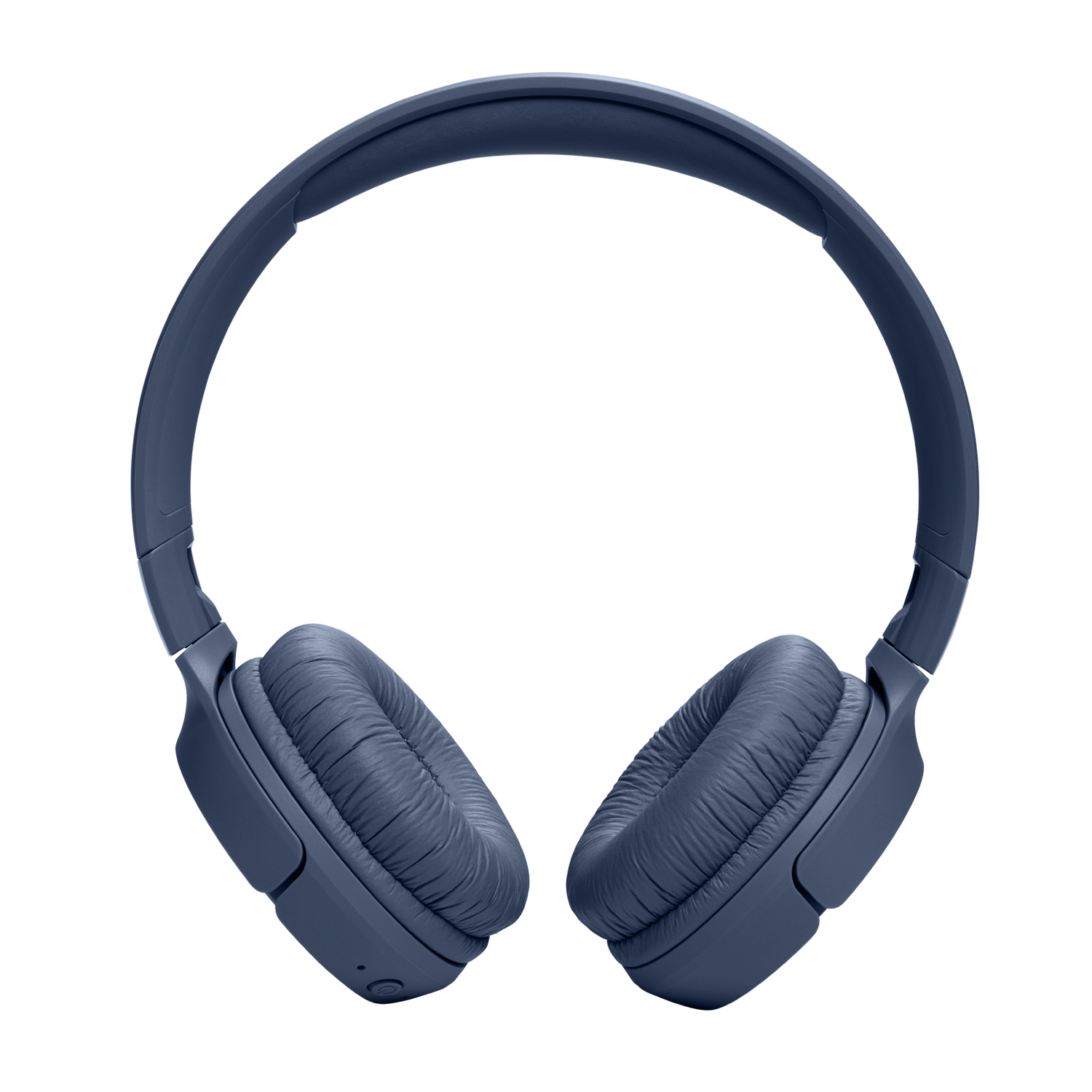 Blue JBL headphones on a black background. The headphones are over-ear and have a padded design.