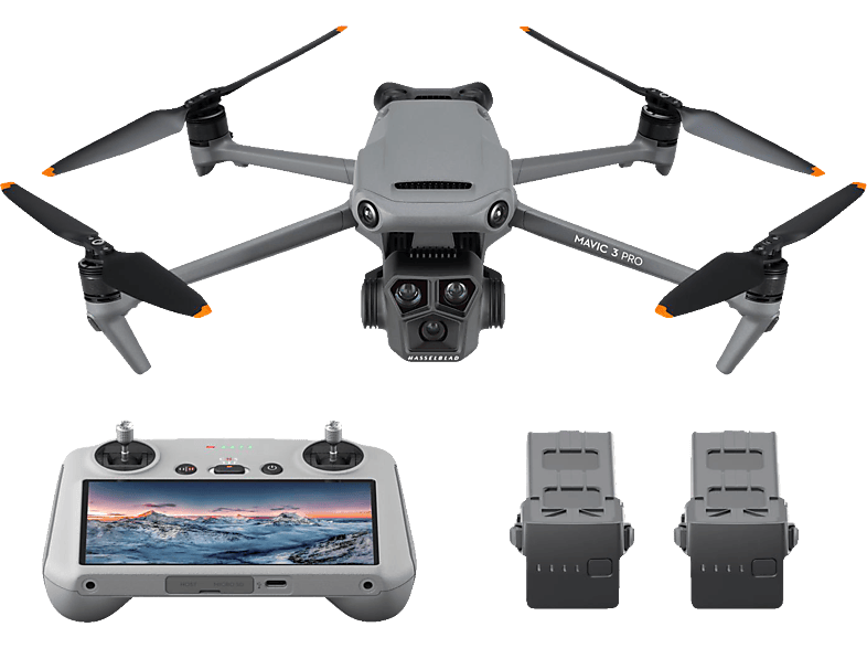 DJI DJI Grau/Schwarz Fly Drohne, 3 Mavic More Pro (DJI RC) Combo
