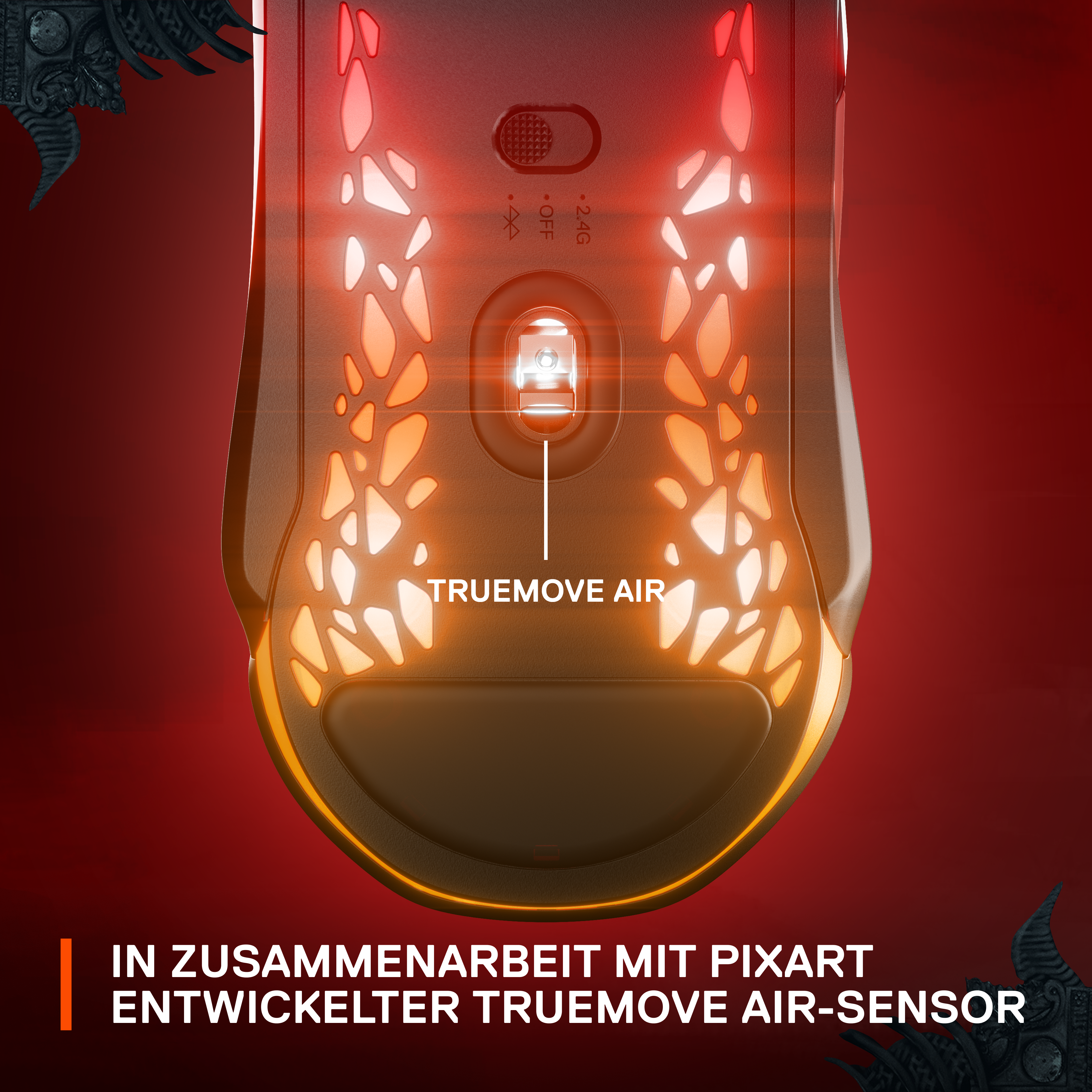 STEELSERIES Aerox 5 Wireless Maus, IV Gaming DIABLO Schwarz/Rot Edition