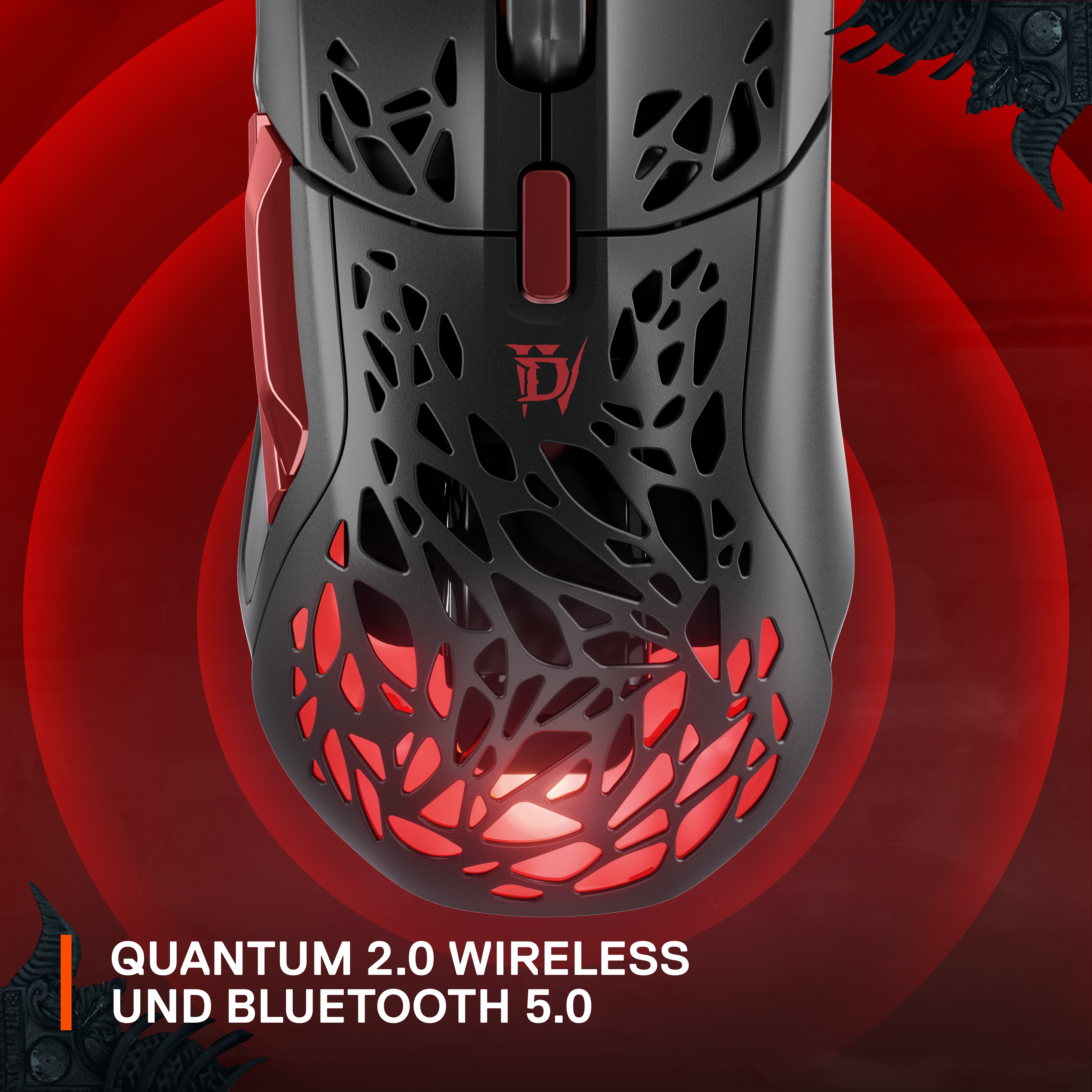 STEELSERIES Aerox 5 Wireless DIABLO IV Edition Gaming Maus, Schwarz/Rot