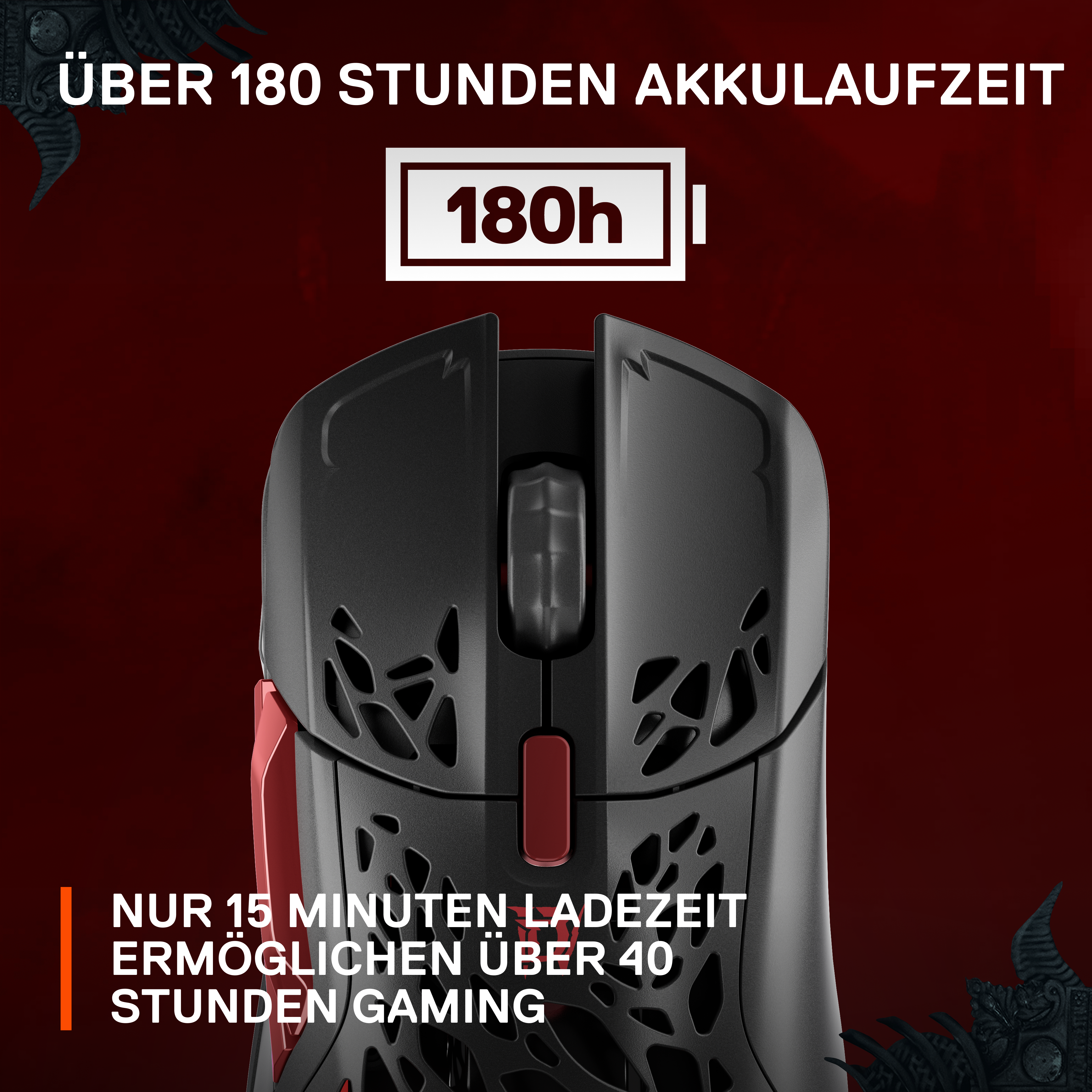 STEELSERIES Aerox 5 Wireless DIABLO IV Edition Gaming Maus, Schwarz/Rot