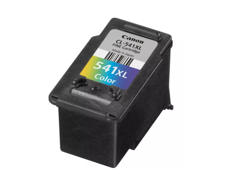 Eine Canon CL-541XL Farbtintenpatrone. Sie hat ein Etikett und ist schwarz.