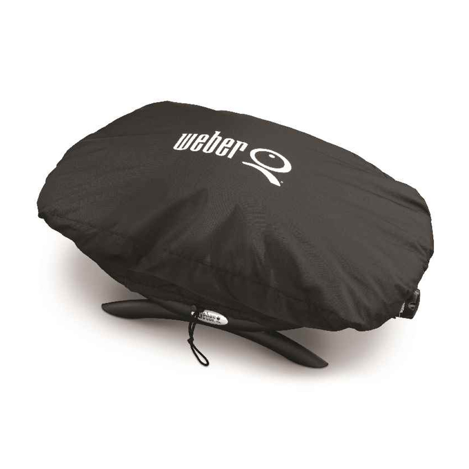 Copertura per barbecue Weber nera. Il logo Weber è bianco.