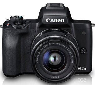 Aparat CANON EOS M50 Czarny + EF-M 15-45mm + Torba SB130 + Karta pamięci 16GB