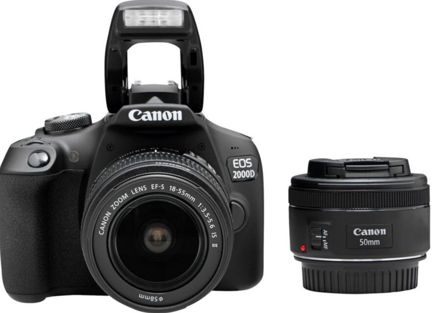 Lustrzanka cyfrowa CANON EOS 2000D + 18-55mm IS STM + EF 50mm