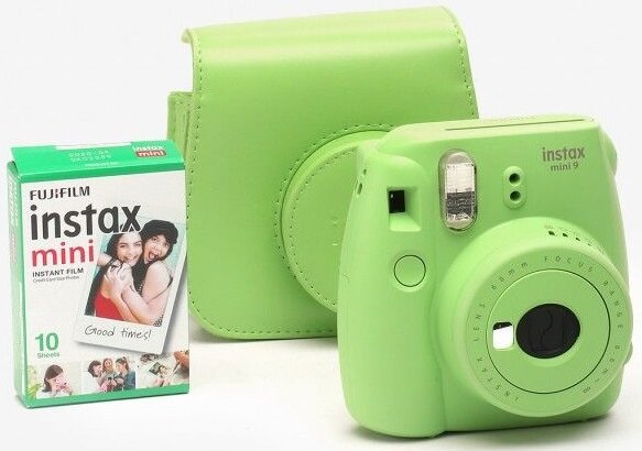 Aparat FUJIFILM Instax mini 9 Lime Green Limonkowy + 10 wkładów Instax mini + etui