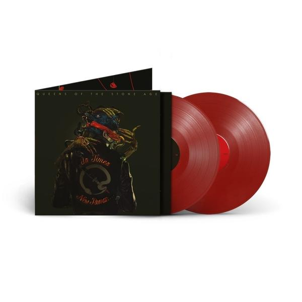Queens of the Stone Age album borító két piros bakelitlemezzel fehér háttéren.