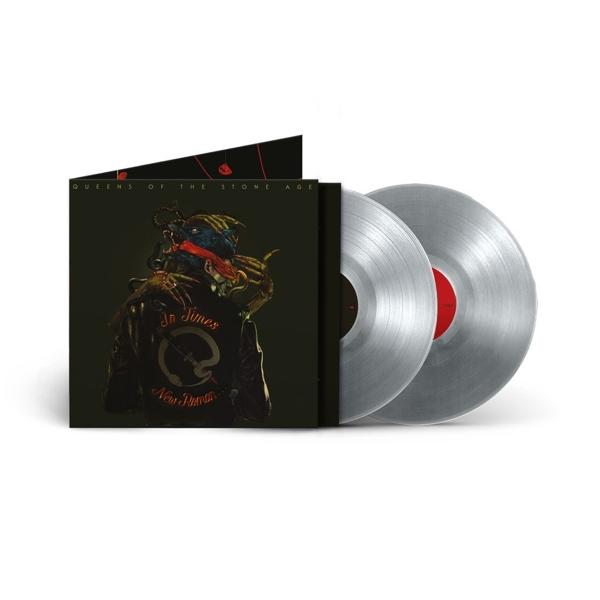 Queens of the Stone Age '...Like Clockwork' album borítója, két ezüst bakelitlemez.