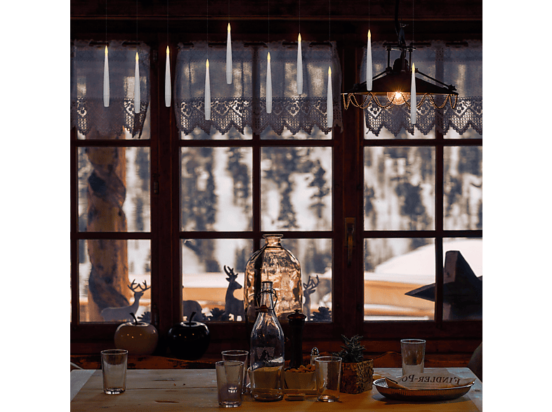 Thumbnail - FHS Schwebende LED Kerzen 10er Set Weihnachtsbeleuchtung, Weiß, Warmweiß