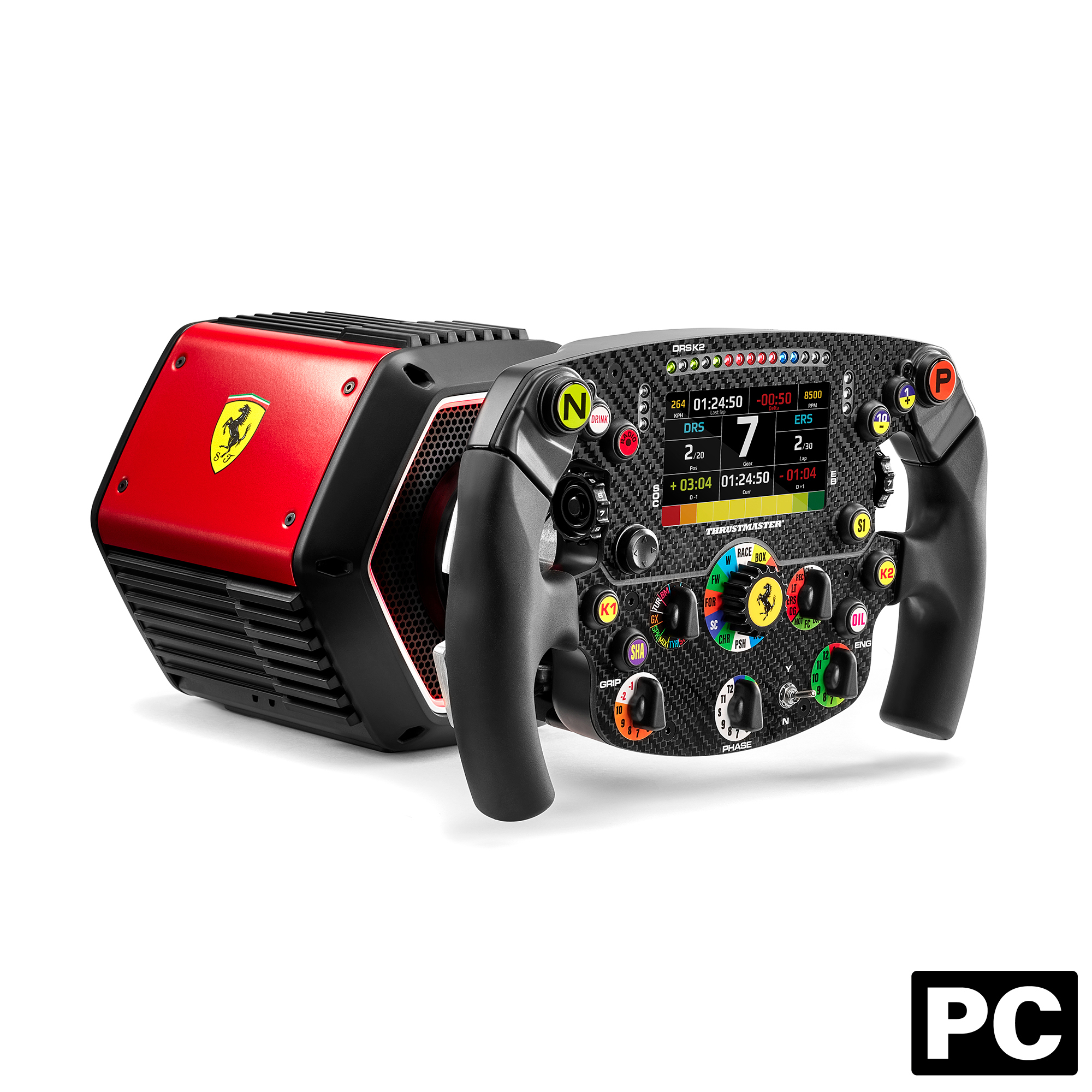 Ferrari Formel 1 Lenkrad mit Display und Knöpfen.
