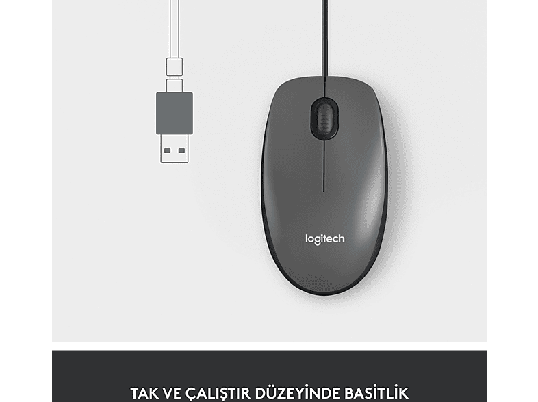 LOGITECH M100 Kablolu 1.000 DPI USB Mouse - Siyah_2