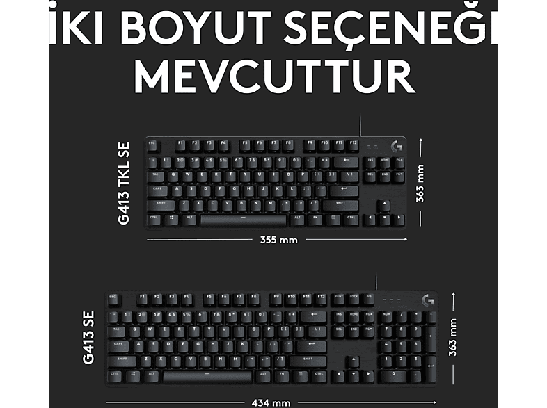 LOGITECH G G413 SE TKL Aydınlatmalı Türkçe Q Mekanik Oyun Klavyesi - Siyah_5