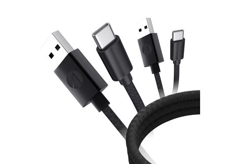 STEALTH USB-C Lade & Pack | Data Kabel, SATURN Kabel Schwarz VR2(2x2m) Twin für PS