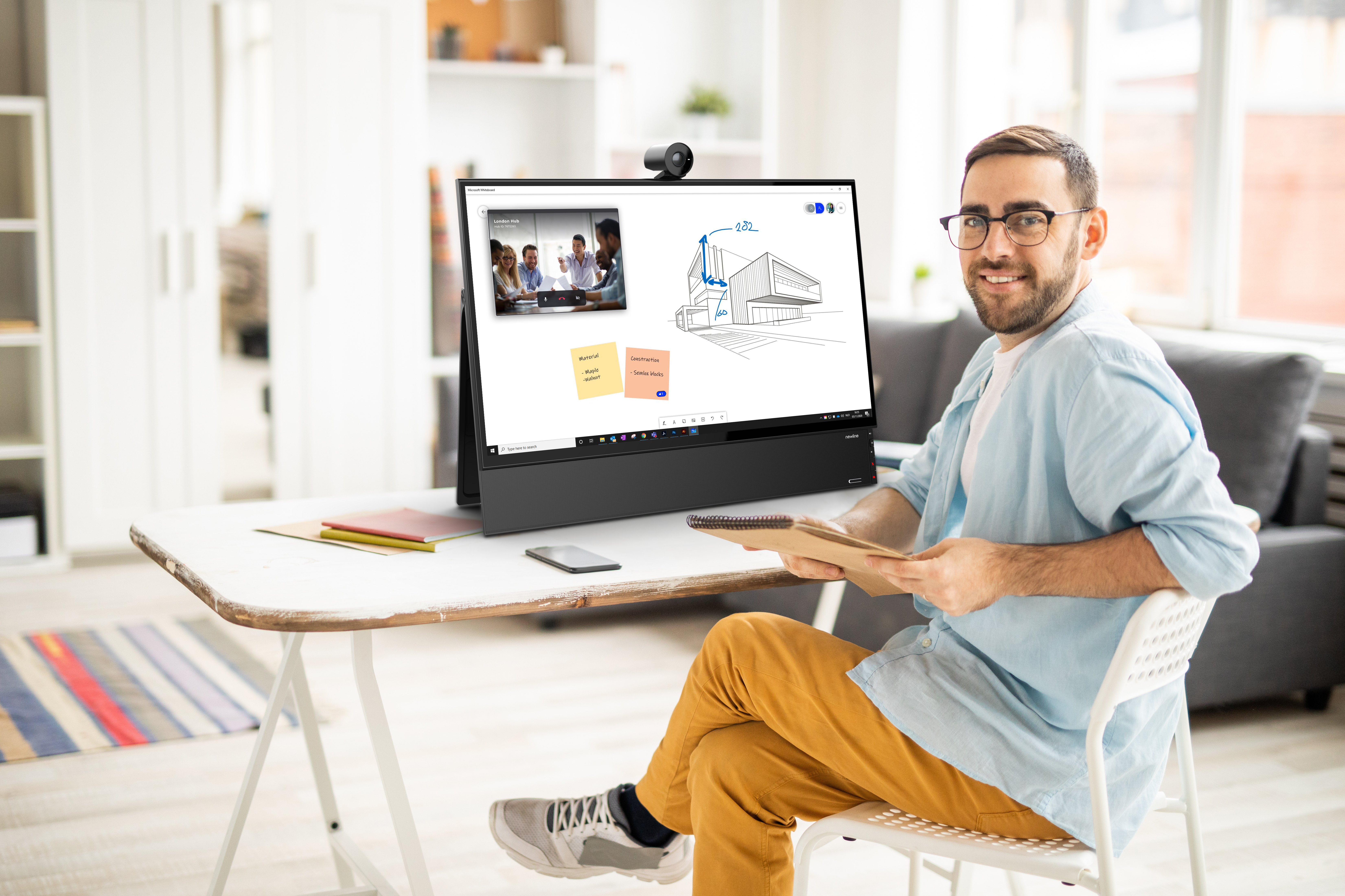 Monitor - Newline Flex TT-2721AIO Profesional, 27", UHD 4K, 8 ms, 165 Hz, Táctil, Webcam, Negro