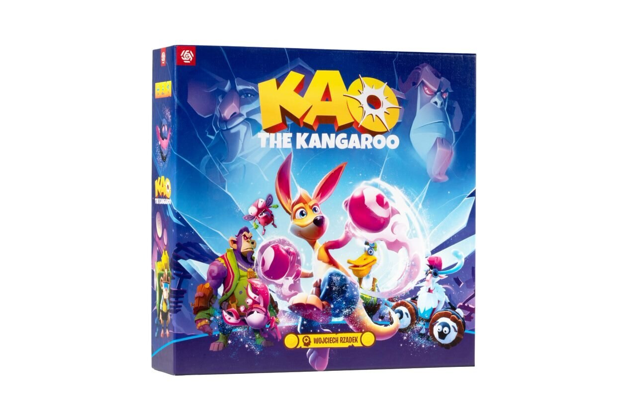 Pudełko gry Kao The Kangaroo z kolorowymi postaciami z kreskówek.