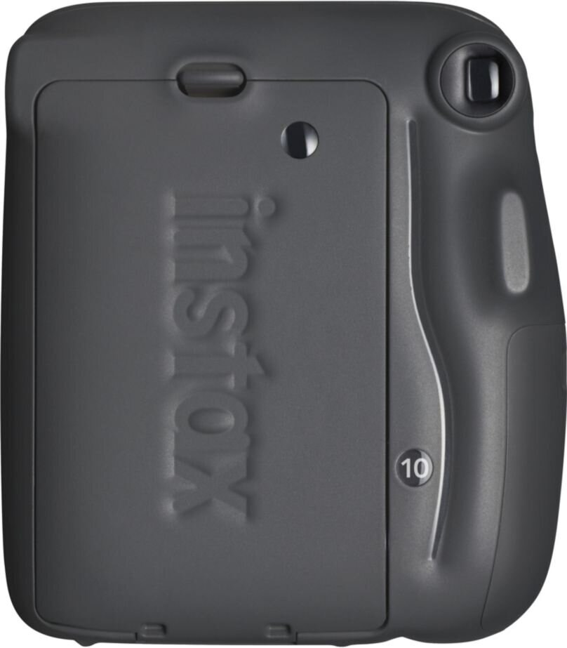 Czarny tył aparatu Instax z logo Instax i numerem 10.
