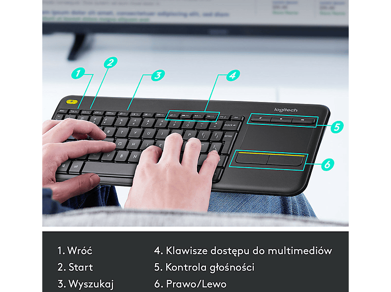 Klawiatura Logitech K400+ 920-007145 Dark Grey – zdjęcie 3
