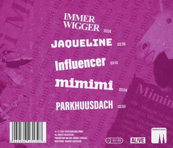 Lila Albumcover mit Songtiteln und Credits. Weißer Text auf lila Hintergrund.