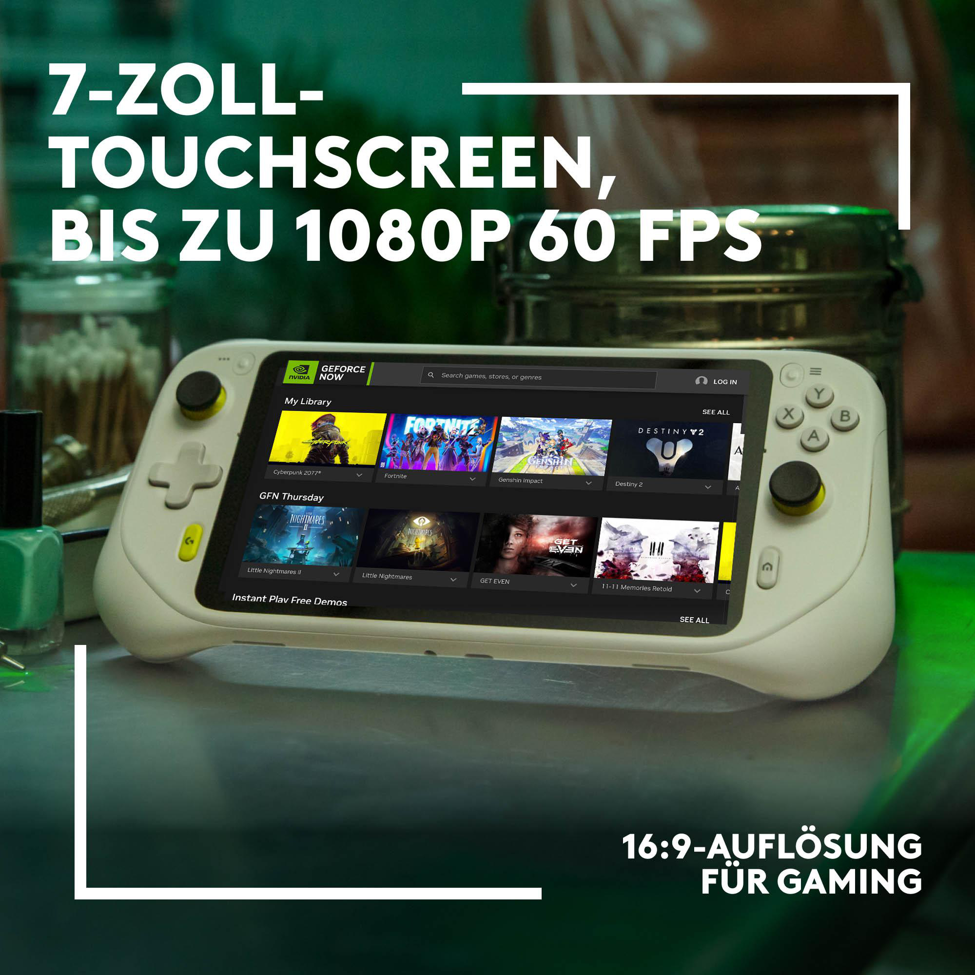 LOGITECH G Cloud Gaming Handheld, tragbare Spielkonsole, NVIDIA GeForce NOW, White, WiFi/BT
