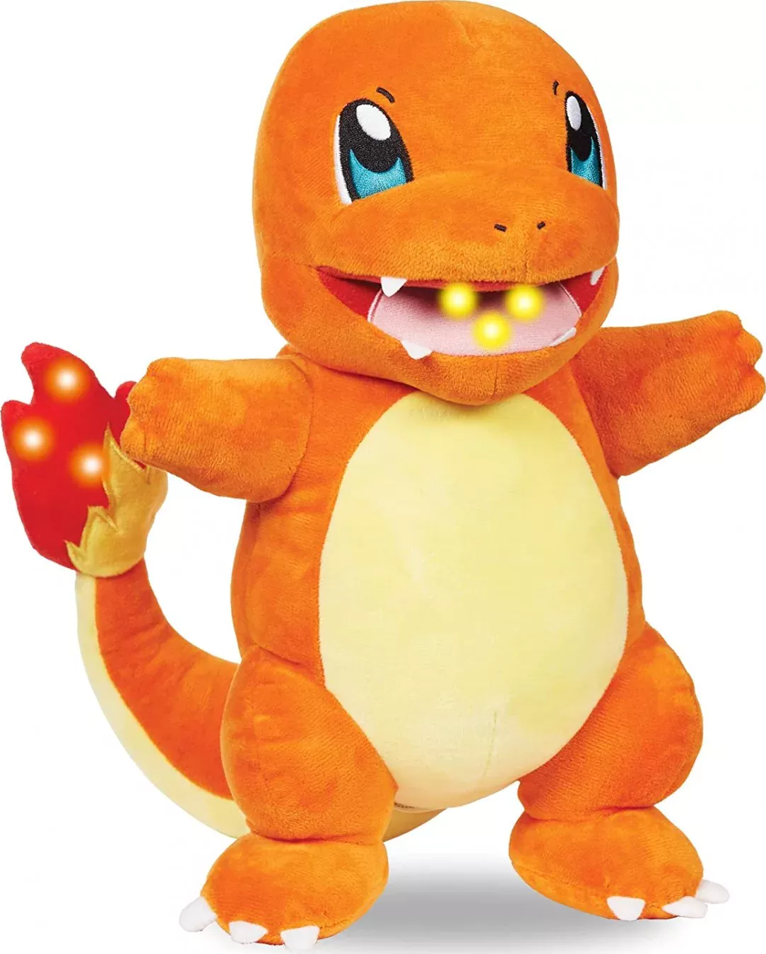 JAZWARES Pokémon Flame Action - Salamèche - Peluche (Orange/Jaune/Rouge/)