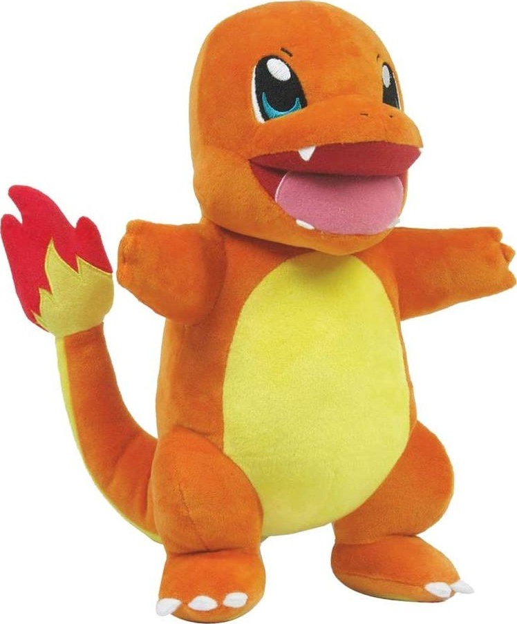 JAZWARES Pokémon Flame Action - Salamèche - Peluche (Orange/Jaune/Rouge/)