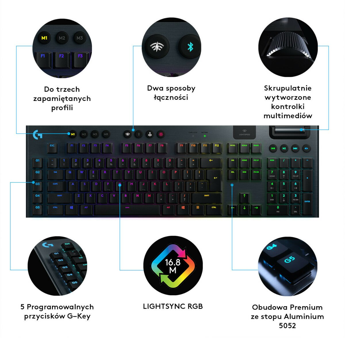 Klawiatura bezprzewodowa LOGITECH G915 Lightspeed Czarny US międzynarodowy Linear 920-008962