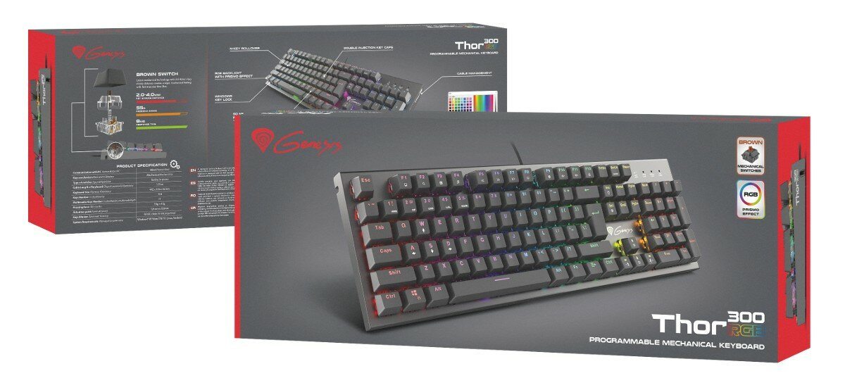 Klawiatura przewodowa GENESIS Thor 300 RGB Outemu Brown