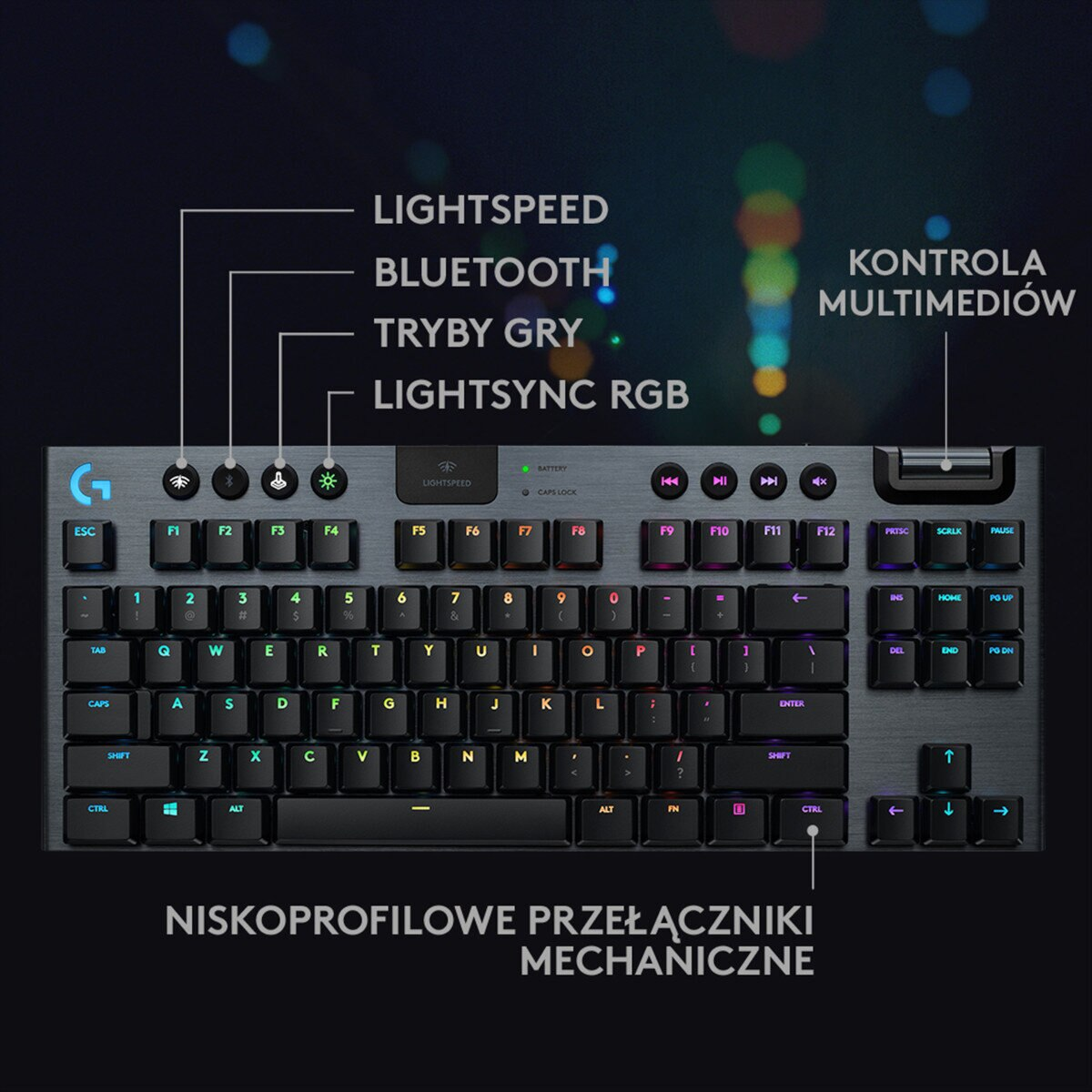 Klawiatura bezprzewodowa LOGITECH G915 TKL Czarny Liniowe 920-009520