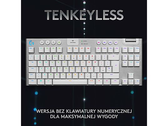 Klawiatura bezprzewodowa LOGITECH G915 TKL Biały Sprężynujące 920-009664