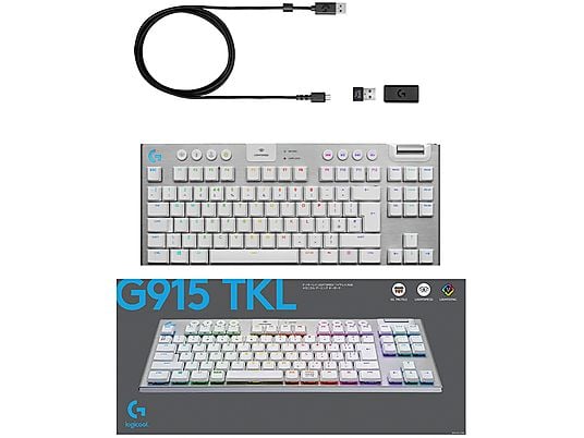 Klawiatura bezprzewodowa LOGITECH G915 TKL Biały Sprężynujące 920-009664