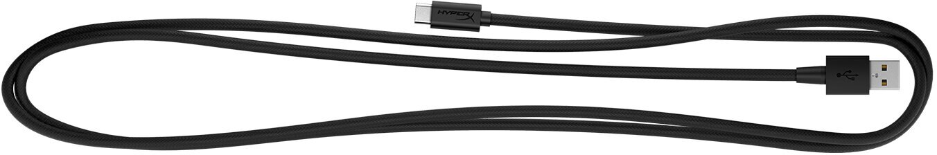 Czarny kabel USB ze złączami USB-C i USB-A na białym tle.