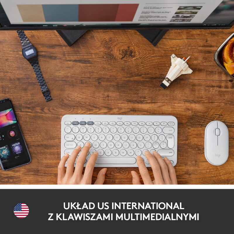 Klawiatura bezprzewodowa LOGITECH K380 Biały 920-009868