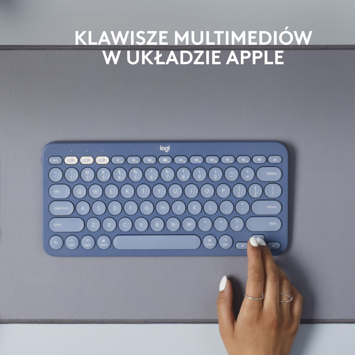 Klawiatura bezprzewodowa LOGITECH K380 do urządzeń Mac Niebieski (Blueberry) 920-011180