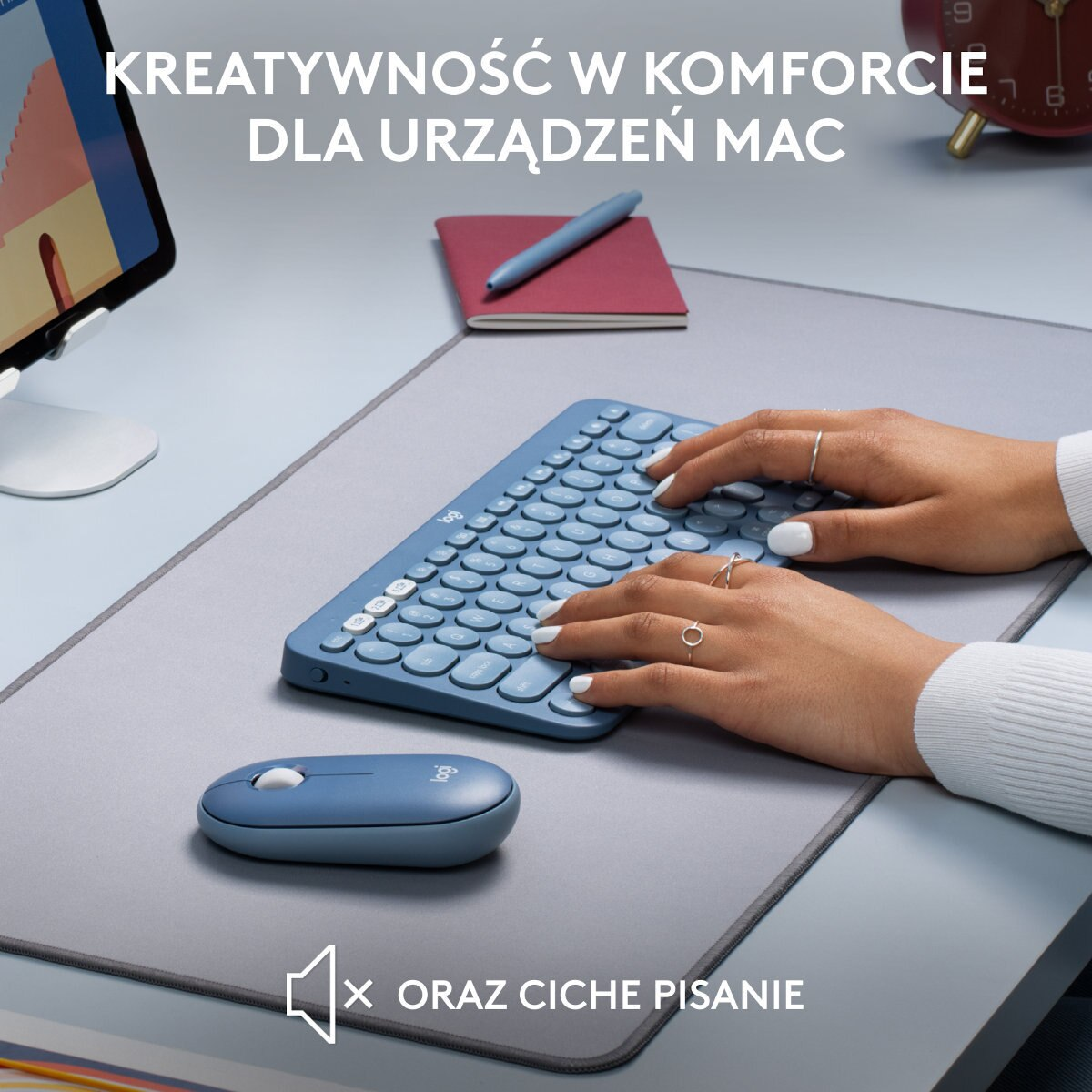 Klawiatura bezprzewodowa LOGITECH K380 do urządzeń Mac Niebieski (Blueberry) 920-011180